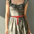 Women red thin leather belt vintage dress waist strap fashion decorative accessory - Red