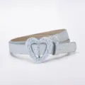 Ceinture pailletée enfant avec boucle cœur élégante décontractée décorative fine - Paillettes Bleues