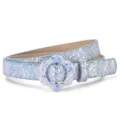 Cintura glitter per bambini con fibbia a fiore, elegante cintura casual lucida per piccoli. - Sfumatura blu e rosa