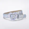 Ceinture pailletée pour enfants avec boucle cœur, ceinture tendance bleue pour tenues. - Dégradé bleu et rose