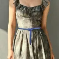 Women's thin blue leather belt with stylish knot design, perfect for dresses and skirts. - Blue
