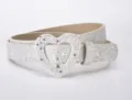 Cintura bambini fibbia cuore glitterata, cintura argento brillante, accessorio carino. - Stella cadente bianca