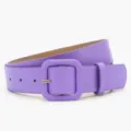 Purple wide leather belt for women with elegant square buckle stylish waist accessory - Purple