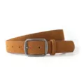 Brauner Damen Gürtel aus Kunst-Wildleder mit antiker silberner Schnalle für Jeans - Camel