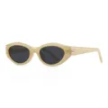 Chic gafas de sol ojo de gato beige para mujer, protección UV de tendencia, vista principal. - Marco Jade Lente Gris