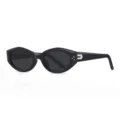 Gafas de sol cat eye negras elegantes para mujer montura geométrica con detalles metálicos UV - Montura Negra Lente Gris