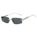 Lunettes de soleil étroites et sans monture tendance avec rivets en métal et verres gris unis. - Monture Argent Verres Gris
