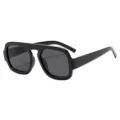 Modische klobige Piloten-Sonnenbrille mit einem Steg für Damen und Herren, schwarze Brille. - Schwarzer Rahmen Graue Gläser
