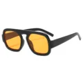 Modische Piloten-Sonnenbrille mit schwarzem dickem Rahmen und leuchtend orangen Gläsern. - Schwarzer Rahmen Orangene Gläser