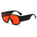 Occhiali da sole oversize uomo donna lenti rosse spessa montatura nera stile moda - Montatura nera lenti rosse