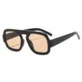 Schicke, markante schwarze Sonnenbrille mit braunen Gläsern, trendige Unisex-Brille für den Alltag. - Schwarzer Rahmen Helltee Linsen