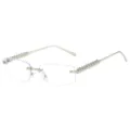 Lunettes de soleil sans monture retro avec branches cloutees pour un style streetwear tendance. - Monture Argentée Anti-Lumière Bleue