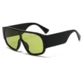 Occhiali da sole oversize per uomo e donna, montatura nera spessa con lenti gialle trendy. - Montatura Nera Lente Verde