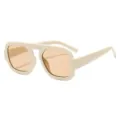 Modische Sonnenbrille mit dickem beige Gestell und hellbraunen Gläsern für den Alltag. - Beiger Rahmen Hellteeglas