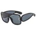 Cyberpunk futuristic oversized sunglasses for women and men, hip-hop trend thick black frame shades. - Black Frame Gray Lens (QZ5201982)