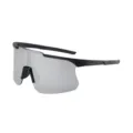 Gafas de sol deportivas de ciclismo con montura negra y lentes reflectantes plateadas. - Marco Negro Lente Espejo