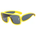 Futuristic oversized cyberpunk sunglasses, bold yellow frame hip-hop shield fashion eyewear. - Yellow Frame Gray Lens (QZ5201982)