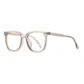 Transparent pink square big frame optical eyeglasses frame for fashionable daily wear. - Light Brown Frame Anti-Blue Light