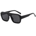 Chic black thick frame square sunglasses for women, UV protection trendy eyewear. - Black Frame Grey Lens