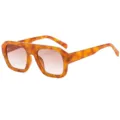 Trendy oversized tortoise square sunglasses for women, anti-UV fashion pilot shades. - Yellow Tea Floral Frame
