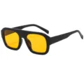 Trendy square sunglasses for women, UV protection, black frame yellow lens fashion eyewear - Black Frame Orange Lens
