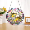 Ornement suspendu de puzzle de tigre en vitrail acrylique, joli pendentif attrape-soleil. - Ornement de Puzzle Tigre
