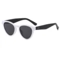 Gafas de sol de ojo de gato retro para mujer montura blanca y patillas negras UV400 - Montura Blanca Lente Gris