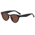 Gafas de sol retro ojo de gato para mujer, montura negra elegante con lentes marrones anti-UV. - Montura Negra Lentes de Té