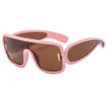 Trendy pink oversized shield sunglasses futuristic cyber punk hip hop fashion sun glasses - Pink Frame Tea Lens (QZ5201982)