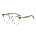 Gafas de miopía de media montura retro ultraligeras con patillas de madera. - Montura Té Frío