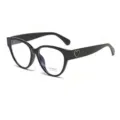 Vintage black cat-eye glasses with cute gold heart temple detail, anti-blue light clear lens for daily wear. - Anti blue light / Black