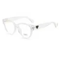 Clear Transparent Frame Glasses Women Fashion Cat Eye Eyeglasses with Black Heart Temple Detail - Anti blue light / Clear