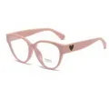 Pink cat eye glasses frame with cute black heart detail, stylish eyewear for daily wear. - Anti blue light / Pink