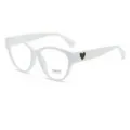 Vintage white cat eye glasses with black heart temple decoration, chic optical frame for women. - Anti blue light / White