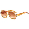 Grosse Schildpatt quadratische Sonnenbrille Damen Herren Retro Gradient Modischer - Schildpatt Rahmen Verlauf Tee Gläser