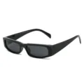 Moderna gafas de sol cuadradas y pequeñas para mujer, elegante gafas negras de playa. - Marco Negro Lente Gris