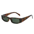 Gafas de sol rectangulares carey vintage para mujeres, ideales para el uso diario. - Montura de Leopardo Lente Verde