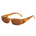 Gafas de sol rectangulares estrechas carey para mujer, elegante estilo para playa. - Montura Té Floral Lentes Té