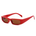 Gafas de sol rectangulares rojas para mujer, estilo hip hop vintage con montura estrecha. - Marco Rojo Lente Té