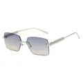 Schicke rahmenlose Verlaufs-Sonnenbrille mit Metall-Pyramiden-Nieten für Damen und Herren. - Silberrahmen Grau Tee Gläser