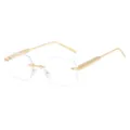 Vintage quadratische rahmenlose Sonnenbrille für Damen und Herren, goldene Nieten Brille. - Goldener Rahmen Blaufilter