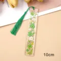Creative clear acrylic dried flower clover bookmark with green tassel for student reading gift - Faux Dried Flower Bookmark (1)