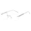 Silberne rahmenlose Quadrantbrille mit Punk-Nieten-Bügeldesign, trendige Metall-Brille. - Silberrahmen Blaulichtfilter