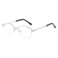 Silberne Halbrand Blaulichtfilter Brille Metall ovale Damenoptik Brillenrahmen Alltag - Silber