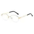 Klassische Halb-Brille mit Gold-Metallrahmen und Blaulichtfilter-Gläsern für den täglichen Gebrauch. - Gold