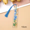 Clear acrylic flower bookmark with blue tassel and gold foil, elegant reading accessory for students. - Faux Dried Flower Bookmark (2)