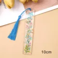 Transparent acrylic dried flower bookmark with blue tassel 10cm cute school stationery - Faux Dried Flower Bookmark (3)