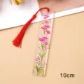 Clear acrylic dried flower bookmark with red tassel and gold foil, 10cm floral page marker gift. - Faux Dried Flower Bookmark (5)