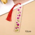 Clear acrylic dried flower bookmark with red tassel, handmade botanical reading gift. - Faux Dried Flower Bookmark (6)