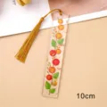 Clear acrylic bookmark with pressed flower design and gold tassel, elegant reading accessory 10cm - Faux Dried Flower Bookmark (9)